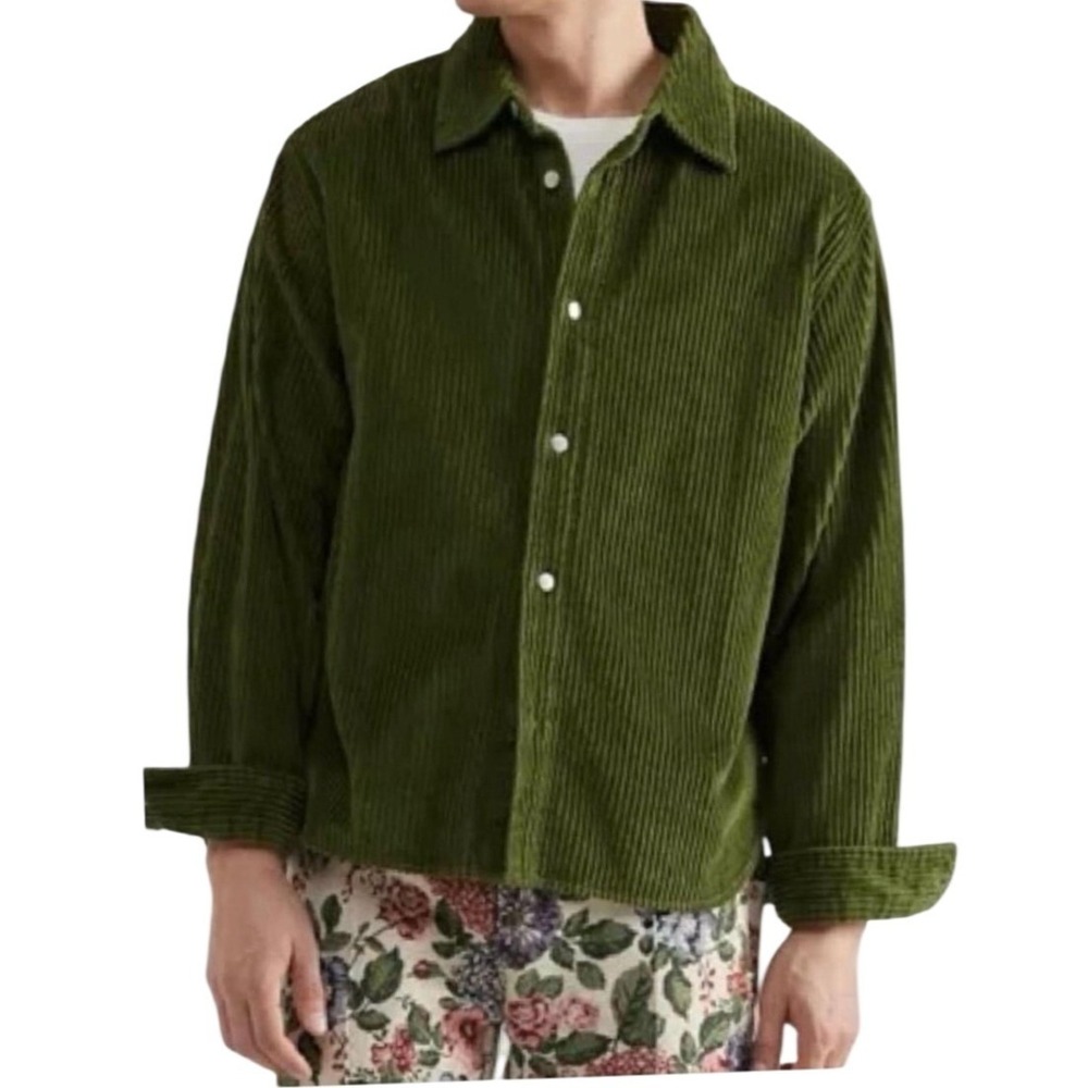 Urban Outfitters Shirt Mens Large Corduroy Green Button Down EUC